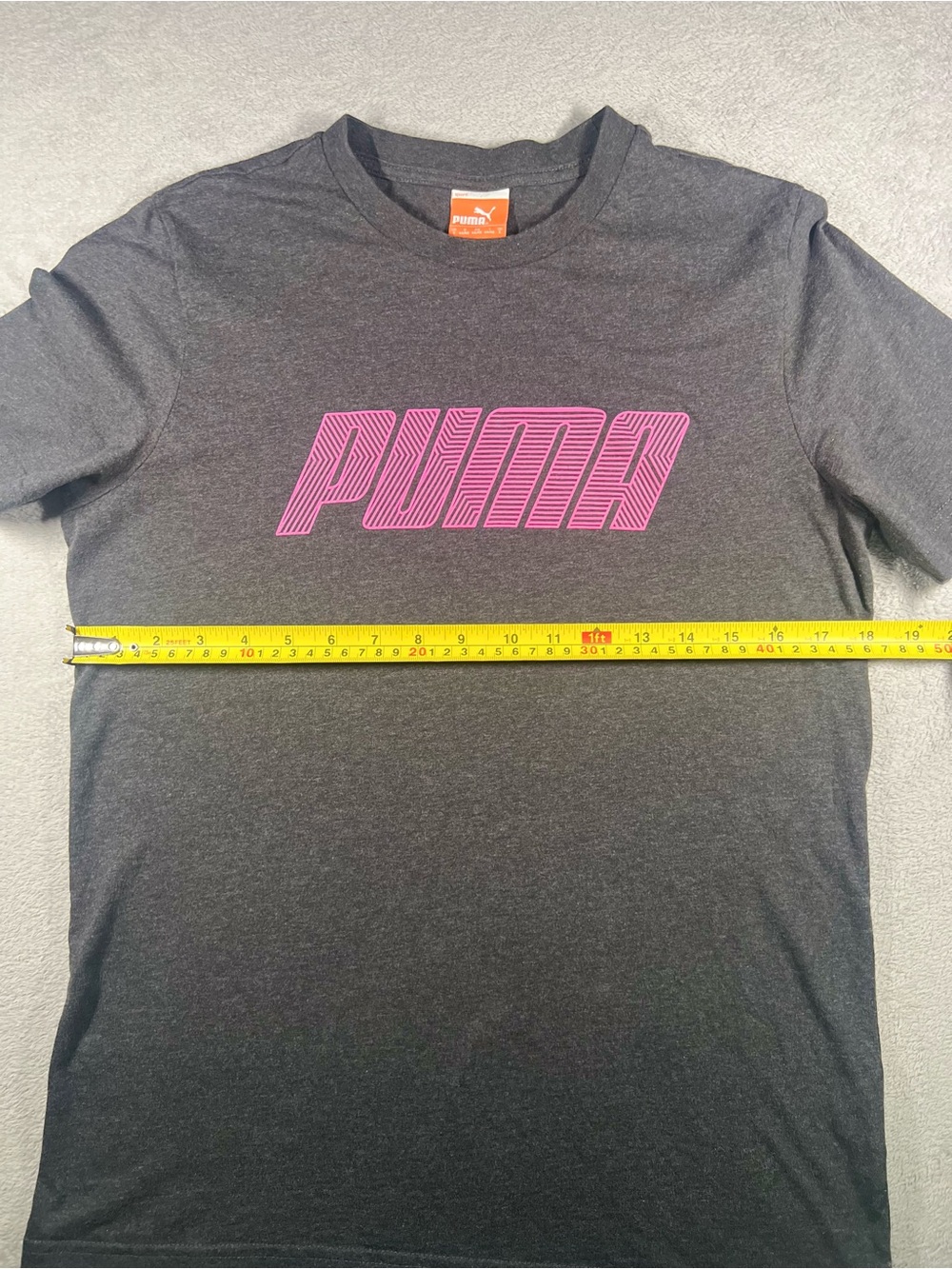 Puma Charcoal Gray Short Sleeve Tee with Pink Logo